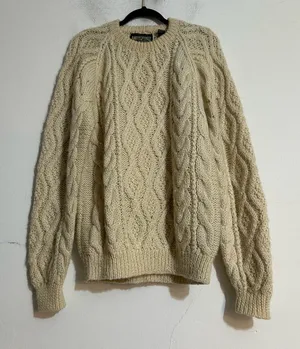 American Eagle VTG Icelandic Wool Cable Knit Chunky Sweater Fisherman Preppy thumbnail 1