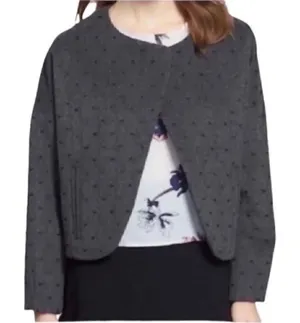 Chelsea28 Gray Crop Open Front Wool Blend Jacket (Size Large) thumbnail 1