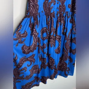 Anthropologie ATSU Blue Floral Paisley Flounced Midi Dress Size XS thumbnail 6