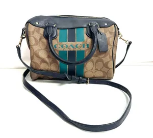 Coach Blue Varsity Stripe Mini Bennet Satchel Bag Purse Crossbody thumbnail 1