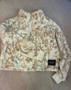 Calvin Klein Leopard Print Fuzzy Quarterzip thumbnail 1
