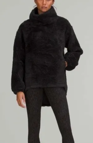 Lululemon Warmth Restore Sherpa Funnel Neck Pullover Black Size thumbnail 1