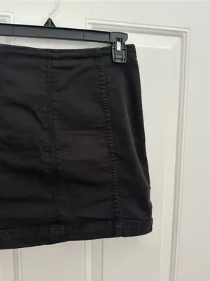 Free People Black Denim Mini Skirt - Women's Classic A-Line thumbnail 6