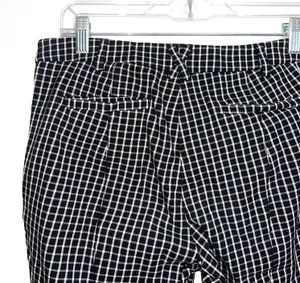Essential Slim Black & White Plaid Print Cropped Pants thumbnail 9