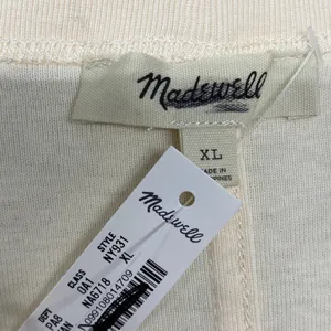Madewell Shirt Womens XL Cream 90s‎ Baby Tee Short Sleeve Cotton V Neck NY931 thumbnail 3