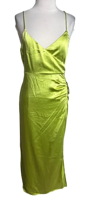 NWT OPT lime satin strappy dress‎ Sz XS thumbnail 1