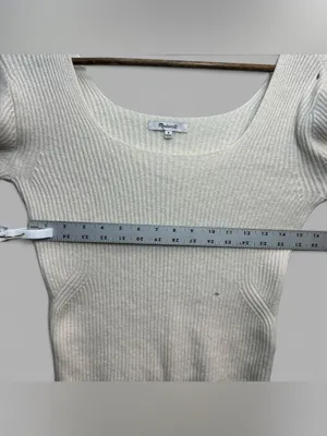 Madewell Wool Cashmere Scoop Neck Ribbed Sweater Ivory Size M AS IS thumbnail 5