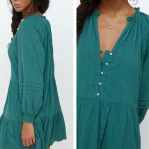 Anthropologie Carrie Tiered Tunic dress in dark green thumbnail 3