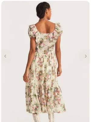 LOVESHACKFANCY EXLEY MIDI SHINNING JEMSTONE DRESS floral cottagecore lace thumbnail 2