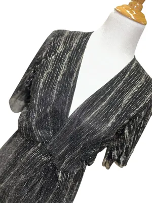 L black gold sparkle faux wrap dress thumbnail 4