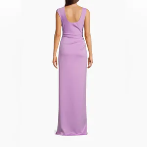 Black Halo Braden pleated side-slit column‎ gown in purple size 8 thumbnail 2