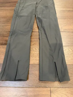 Athleta Stellar Straight Leg Pants Womens Size 0 Gray Front Hem Slit - C61-127 thumbnail 2