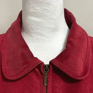 Chadwick's Jacket Red Leather Suede Full Zip Collared Moto Classic Minimalist XL thumbnail 8