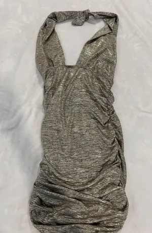 Deja Vu Elegant Gold Halter Dress thumbnail 1