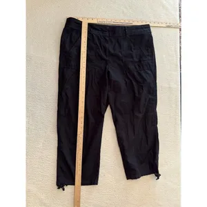 Loft Ann Taylor Women's 8 Black Zipper Cropped Capri Pants Cotton Pockets thumbnail 5