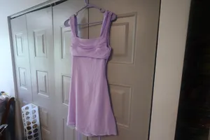 Shein special ocassion mini short dress ruched top in lilac purple size small. thumbnail 2