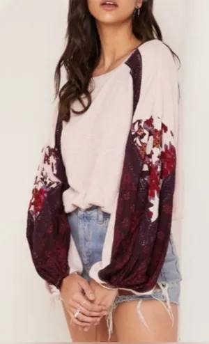 Free People Long Balloon Sleeve Clash Thermal Top thumbnail 1