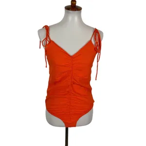 Zara Orange Bodysuit Large Tie Shoulder Slim Fit Summer Night Out thumbnail 2