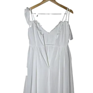 Lulus Marcelyn White Pleated Cold-Shoulder Maxi Dress Medium NWT Wedding Bridal thumbnail 5