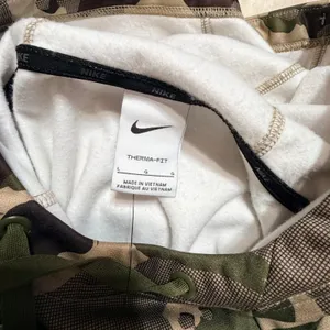 Nike Therma-FIT Camo Pullover Hoodie Green Tan Brown Fleece Lined CU6260-326 thumbnail 7