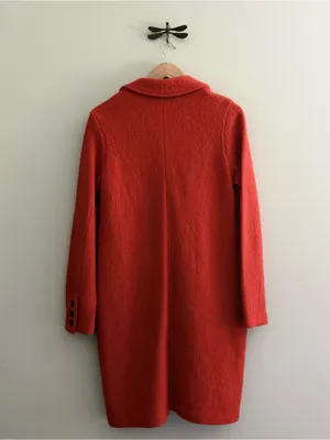 Rachel Zoe Red-Orange Long Wool-Blend Single-Button Coat Womens Small thumbnail 7
