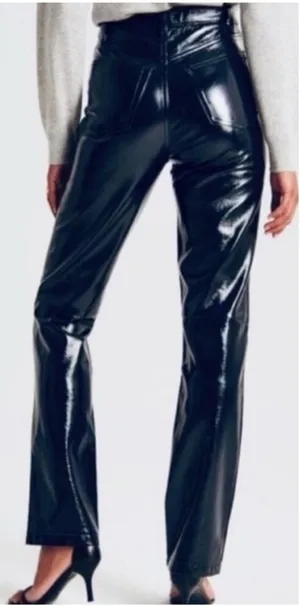 Abercrombie & Fitch Curve Love Patent Leather 90s Straight Ultra High Rise Sz26 thumbnail 1