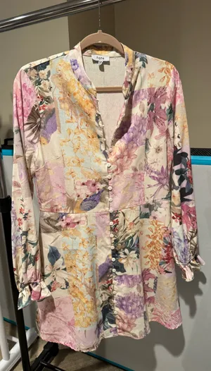 Fate Patchwork Linen Multicolored Dress thumbnail 2