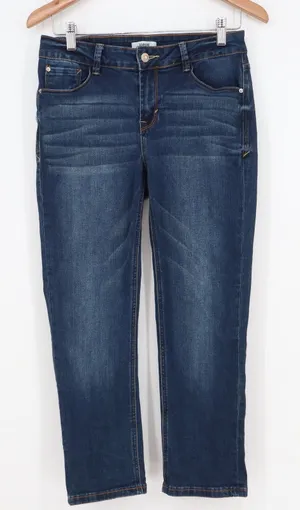 Kensie Jeans Women's 6/28 Dark Wash Cropped Straight Leg Stretch Denim Blue thumbnail 1