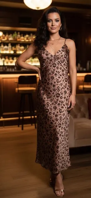 A New Day Leopard Print Satin Slip Dress Size Medium thumbnail 1