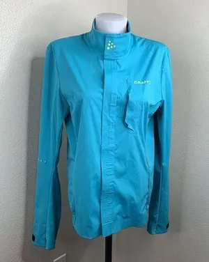 Craft Cycling Full Zip Vent Air Wind Jacket Women’s Sz M Turquoise Blue *flaws thumbnail 1