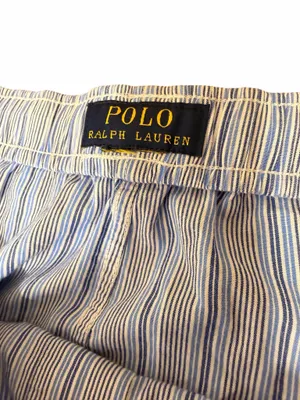 Polo Ralph Lauren XXL Blue White Stripe Cotton Pajama Lounge Pants Cropped Pony thumbnail 5