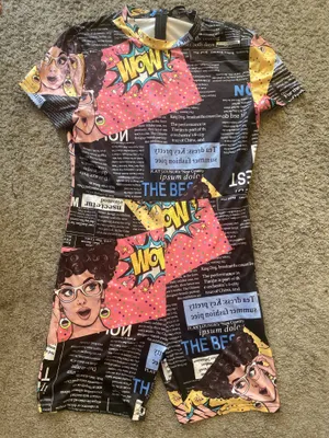 Size large shein comic romper with zipper back thumbnail 2