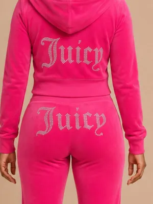 Juicy Couture Pink Velour Tracksuit OG Rhinestone Logo Women’s L NWT thumbnail 3