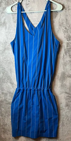 MARMOT Gretchen Sun Dress SPF 50 Size Large Blue Striped Hiking Gorpcore‎ thumbnail 1