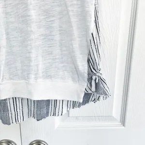 Little Yellow Button Anthropologie White Striped Mixed Media Top Lagenlook Artsy thumbnail 4