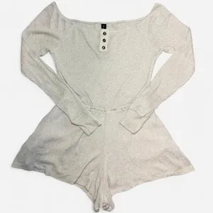 Urban Outfitters Out From Under Grey Long-Sleeve Off The Shoulder Lounge Romper, XS thumbnail 1
