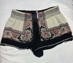 Free People Black, Cream & Red Paisley High-Waist Shorts thumbnail 1
