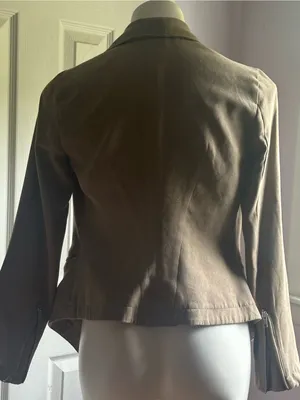 RAMPAGE Brown Tan Moto Faux Suede Asymmetrical Zip Up Pockets SleevesJacket Sz S thumbnail 3