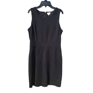 J. Crew -1209 Black‎ Sleeveless Sheath Dress L1378 Ponte Knit Sleeveless Size 8 thumbnail 2
