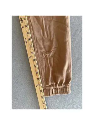 Iris Jumpsuit‎ Large Tan Brown Sleeveless Utility Jogger Button Front Rayon thumbnail 8