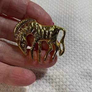 Vintage gold tone zebra brooch thumbnail 3