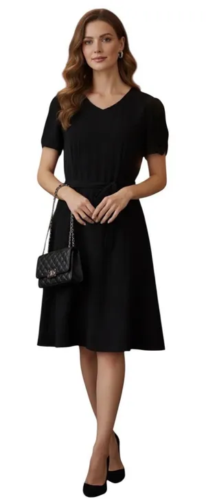 Polo Ralph Lauren Dress Womens Size 8 Black Lined Short Puff Sleeve Wool Blend thumbnail 1