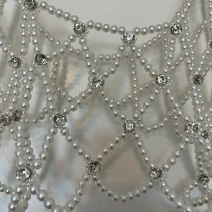 NEW Stradivarius Pearl Vest with Rhinestone Accents Cropped One Size thumbnail 2