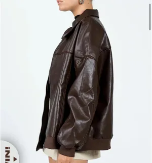 Princess Polly Goldsmith Faux Leather Bomber Jacket Brown thumbnail 5