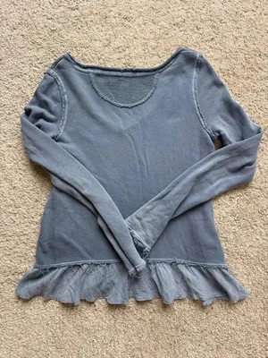 We The Free People Distressed Peplum Sweatshirt Raw Hem Gray Womens Small thumbnail 7