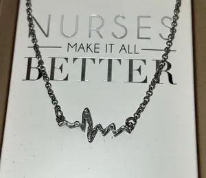 Nurse Heartbeat Necklace ECG EKG Graph Beats Silver Fashion Jewelry Gift New Box thumbnail 1