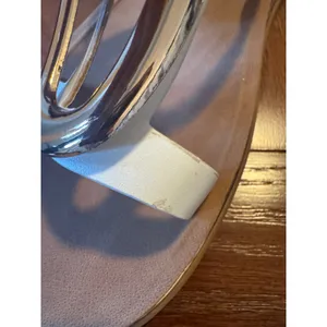 Rouge Helium White Gold Oval Buckle Slide Sandals Womens 10 Flat Summer Shoes thumbnail 7