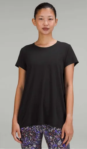 Lululemon Modal Open Up Tied Back T-shirt Black activewear yoga Pilates gym 8 thumbnail 1