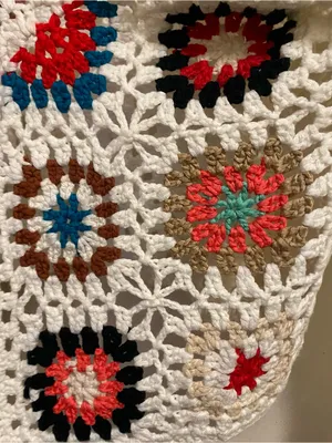 Debut Womens S Small Cardigan White Crochet Granny Squares Boho Festival Cottage thumbnail 5