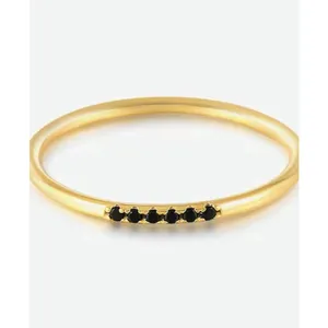NEW Women's Dainty 14k Gold Plated S925 Black Melee Diamond Ring Size 6‎ thumbnail 16